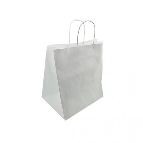 Bolsa Blanca Papel Asa Rizada base ancha 46 + 16 x 49cm (250 uds)
