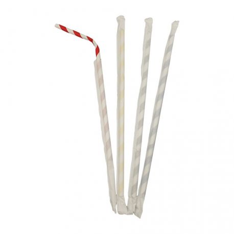 Pajitas de papel flexibles enfundadas Mix color 6 x 230mm (3.000 uds)