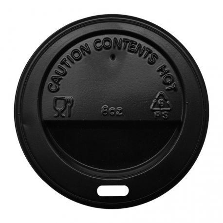 Tapas ECO vasos 8 Oz Negras Ø 80mm (1.000 uds)