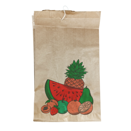 Bolsa de Papel para Fruta Antihumedad con cordel 14 + 9 x 25cm (975 uds)