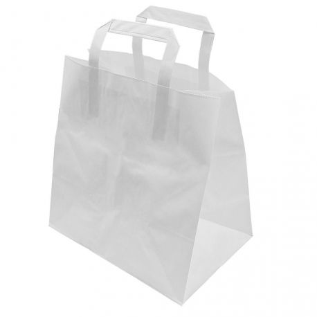 Bolsa Asa Plana base ancha Blanca 32 + 22 x 33cm (250 uds)