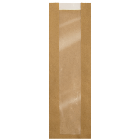 Bolsa kraft de Papel Bollería / Panadería con Ventana 14 + 4 x 44cm (1.000 uds)