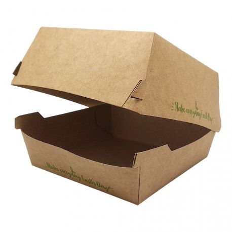 Caja hamburguesa XL "Make Everyday Earth Day" 120 x 120 x 85mm (500 uds)