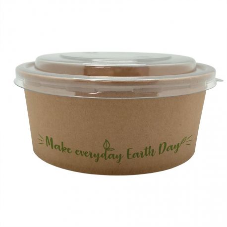 Ensaladeras de cartón "Make everyday earth day" 1000cc con tapa (24PAQx10uds: 240 uds)