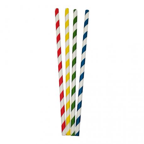 Pajitas de papel rectas multicolor 6 x 200mm (6.000 uds)