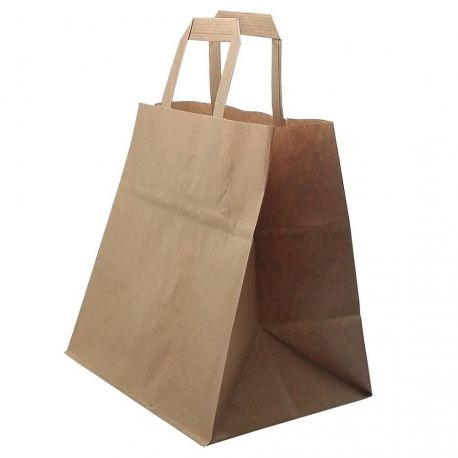 Bolsa Asa Plana base ancha Kraft 26 + 14 x 30cm (250 uds)