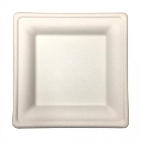 Platos de fibra de caña de azúcar Cuadrados 200 x 200 x 15mm (500 uds)