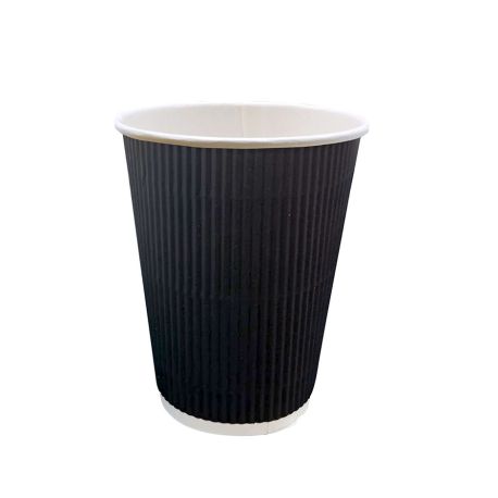 [VAPACA000143] Vasos de papel doble capa de cartón corrugado Negro - Blanco Ø 90mm 360ml (12Oz) (500 uds)