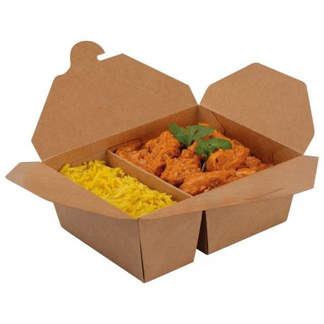 [ERPAMU000230] Caja Take Away Kraft 2 compartimentos 150 x 120 x 65mm (200 uds)