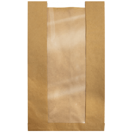 [BOPABO000040] Bolsa kraft de Papel Bollería / Panadería con Ventana 24 + 6 x 40cm (1.000 uds)