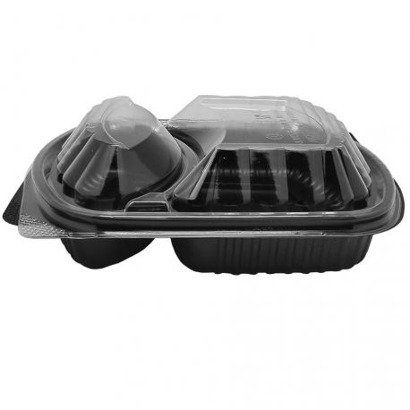 [ERPPOV000026] Envase PP 2 Compartimentos + Tapa OPS 1026ml 240 x 200 x 41mm (200 uds)