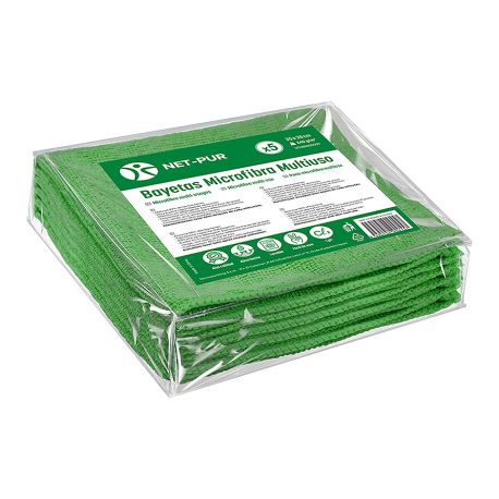 [UTLIBA000009] Bayeta Microfibra Terry Verde 35 x 38cm 1/4 Pack 5 uds (150 uds)