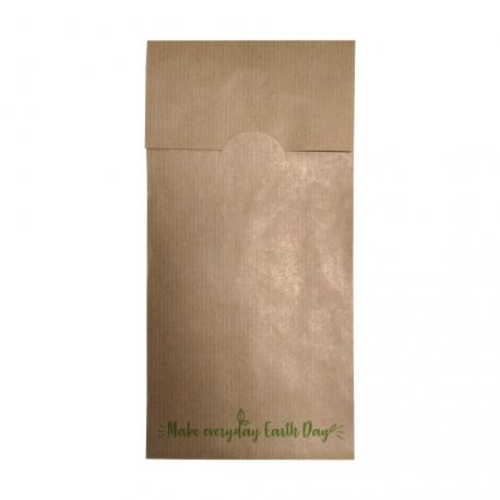 [ERPAMU000180] Porta cubiertos papel kraft "Make everyday earth day" 105 x 215 mm (1.000 uds)